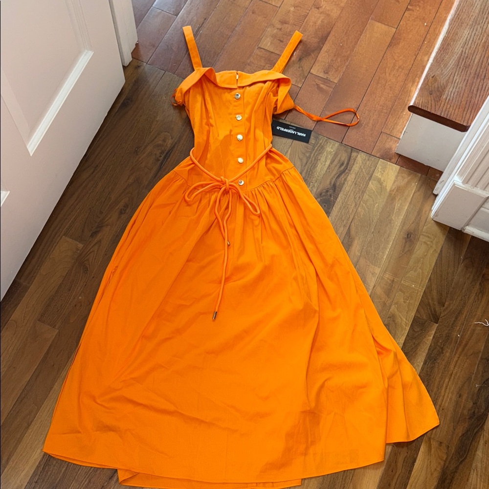 Karl Lagerfeld Vibrant Orange Strapless Dress